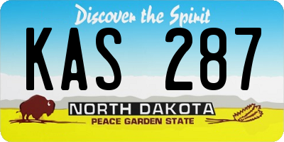 ND license plate KAS287