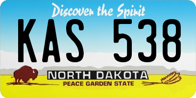 ND license plate KAS538