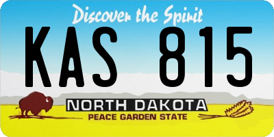 ND license plate KAS815