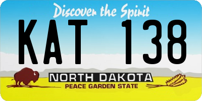 ND license plate KAT138