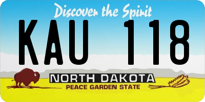 ND license plate KAU118