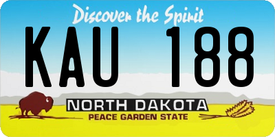 ND license plate KAU188