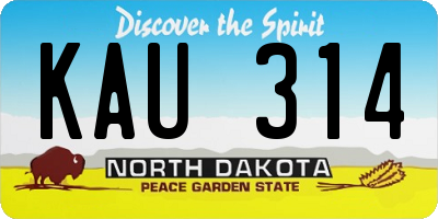 ND license plate KAU314