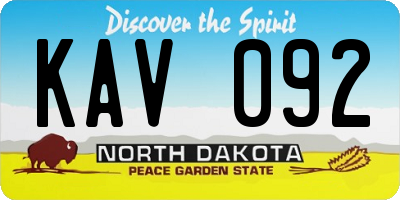 ND license plate KAV092
