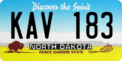 ND license plate KAV183