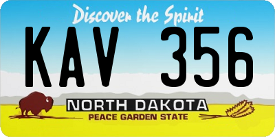 ND license plate KAV356