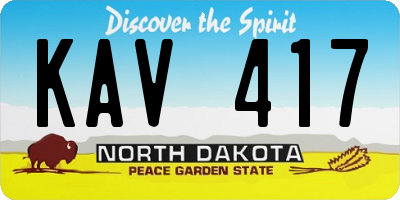 ND license plate KAV417