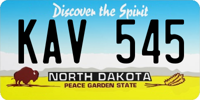 ND license plate KAV545