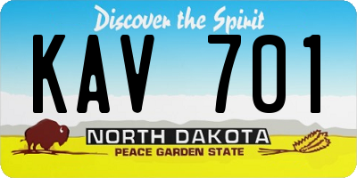 ND license plate KAV701