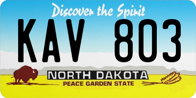 ND license plate KAV803