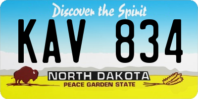 ND license plate KAV834