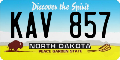 ND license plate KAV857