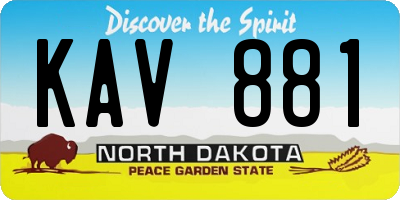 ND license plate KAV881