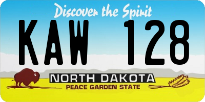 ND license plate KAW128