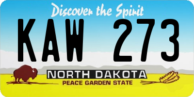 ND license plate KAW273