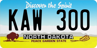 ND license plate KAW300