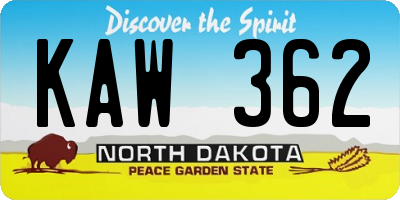 ND license plate KAW362