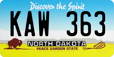 ND license plate KAW363