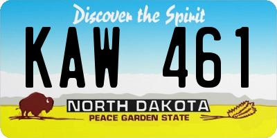 ND license plate KAW461