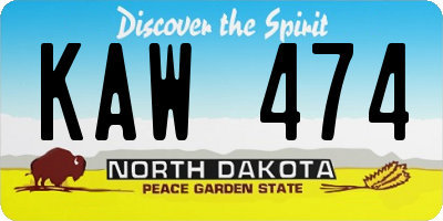 ND license plate KAW474