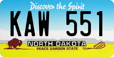 ND license plate KAW551