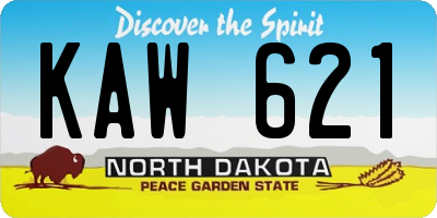 ND license plate KAW621