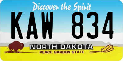 ND license plate KAW834