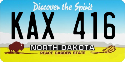 ND license plate KAX416