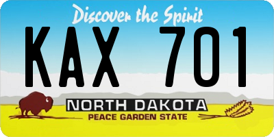 ND license plate KAX701