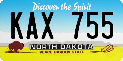 ND license plate KAX755