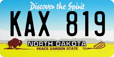 ND license plate KAX819