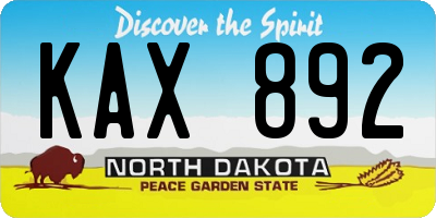 ND license plate KAX892