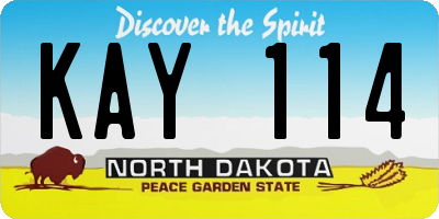 ND license plate KAY114