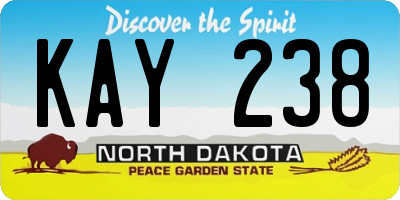 ND license plate KAY238
