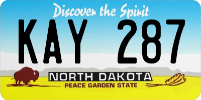 ND license plate KAY287