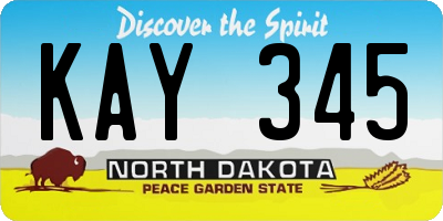 ND license plate KAY345