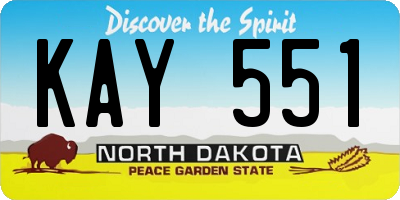 ND license plate KAY551