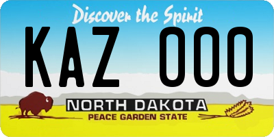 ND license plate KAZ000