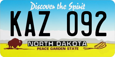 ND license plate KAZ092