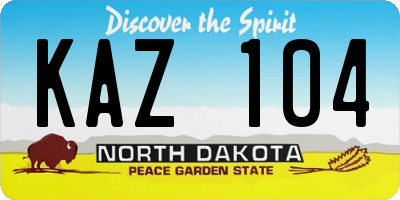 ND license plate KAZ104