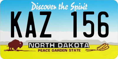 ND license plate KAZ156