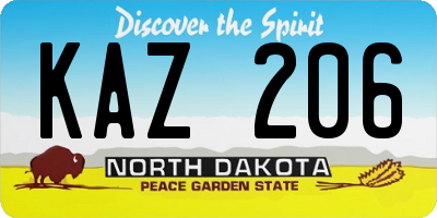 ND license plate KAZ206