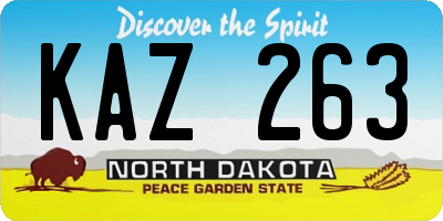 ND license plate KAZ263