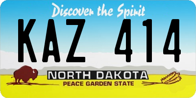 ND license plate KAZ414