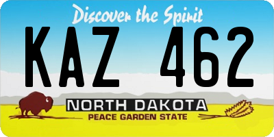 ND license plate KAZ462