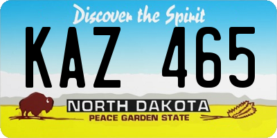 ND license plate KAZ465