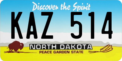 ND license plate KAZ514