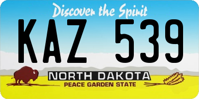 ND license plate KAZ539
