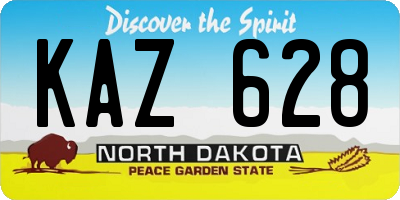 ND license plate KAZ628