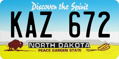 ND license plate KAZ672